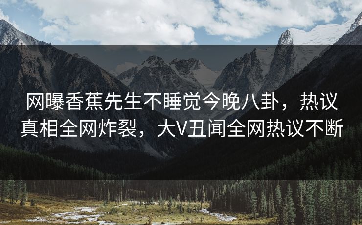 网曝香蕉先生不睡觉今晚八卦，热议真相全网炸裂，大V丑闻全网热议不断