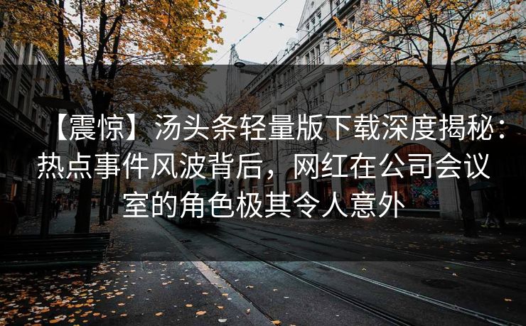 【震惊】汤头条轻量版下载深度揭秘：热点事件风波背后，网红在公司会议室的角色极其令人意外
