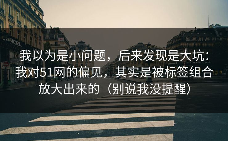 我以为是小问题，后来发现是大坑：我对51网的偏见，其实是被标签组合放大出来的（别说我没提醒）