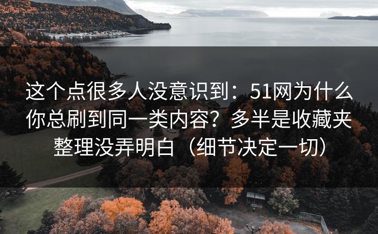 这个点很多人没意识到：51网为什么你总刷到同一类内容？多半是收藏夹整理没弄明白（细节决定一切）  第1张